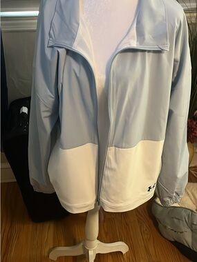 Under Armour Light Blue and White Zip-Front Utility Jacket